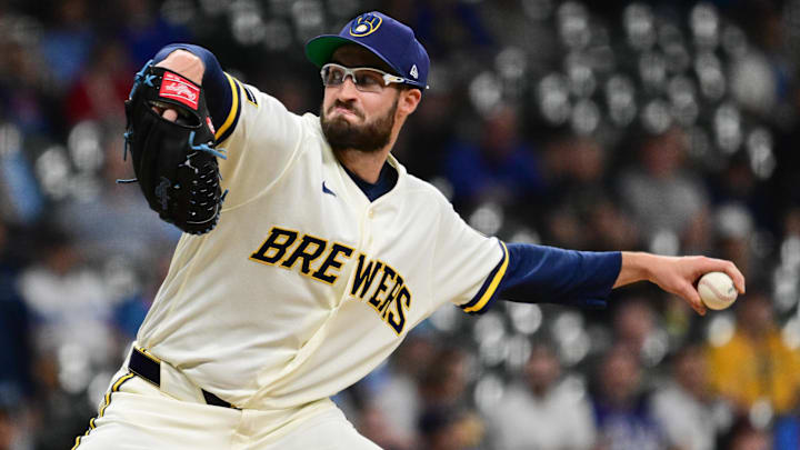 Apr 15, 2026; Milwaukee, Wisconsin, USA; Milwaukee Brewers pitcher Aaron Ashby (26) throws a pitch in the eighth inning against the Toronto Blue Jays at American Family Field. Mandatory Credit: Benny Sieu-Imagn Images Apr 15, 2026; Milwaukee, Wisconsin, USA; Milwaukee Brewers pitcher Aaron Ashby (26) throws a pitch in the eighth inning against the Toronto Blue Jays at American Family Field. Mandatory Credit: Benny Sieu-Imagn Images