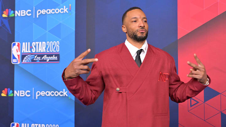 Feb 15, 2026; Los Angeles, CA, USA; Team World guard Norman Powell (24) of the Miami Heat on the red carpet before the 75th NBA All Star Game at Intuit Dome. Mandatory Credit: Jayne Kamin-Oncea-Imagn Images