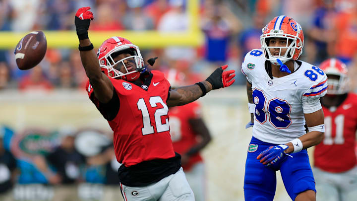 Georgia Bulldogs defensive back Julian Humphrey can’t haul in an interception against Florida Gators wide receiver Marcus Burke Georgia Bulldogs defensive back Julian Humphrey can’t haul in an interception against Florida Gators wide receiver Marcus Burke