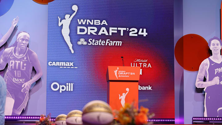 Apr 15, 2024; Brooklyn, NY, USA; General view before the 2024 WNBA Draft at Brooklyn Academy of Music. Mandatory Credit: Brad Penner-Imagn Images Apr 15, 2024; Brooklyn, NY, USA; General view before the 2024 WNBA Draft at Brooklyn Academy of Music. Mandatory Credit: Brad Penner-Imagn Images