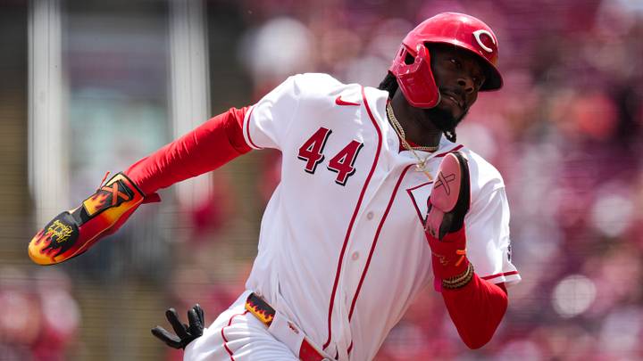 Cincinnati Reds shortstop Elly de la Cruz scores a run against the Atlanta Braves in the first inning at Great American Ball Park. Mandatory Credit: Aaron Doster-Imagn Images Cincinnati Reds shortstop Elly de la Cruz scores a run against the Atlanta Braves in the first inning at Great American Ball Park. Mandatory Credit: Aaron Doster-Imagn Images