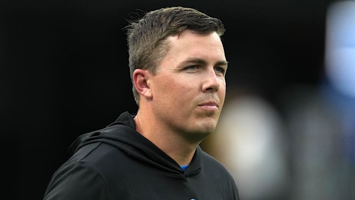 Aug 12, 2023; Inglewood, California, USA;  Los Angeles Chargers offensive coordinator Kellen Moore