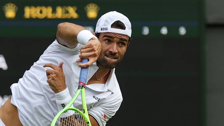 Matteo Berrettini serves against Stan Wawrinka on day two of The Championships Wimbledon 2026 at All England Lawn Tennis and Croquet Club. Matteo Berrettini serves against Stan Wawrinka on day two of The Championships Wimbledon 2026 at All England Lawn Tennis and Croquet Club.