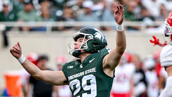 Michigan State's Martin Connington makes a field goal against Youngstown State during the fourth quarter on Saturday, Sept. 13, 2025, at Spartan Stadium in East Lansing.