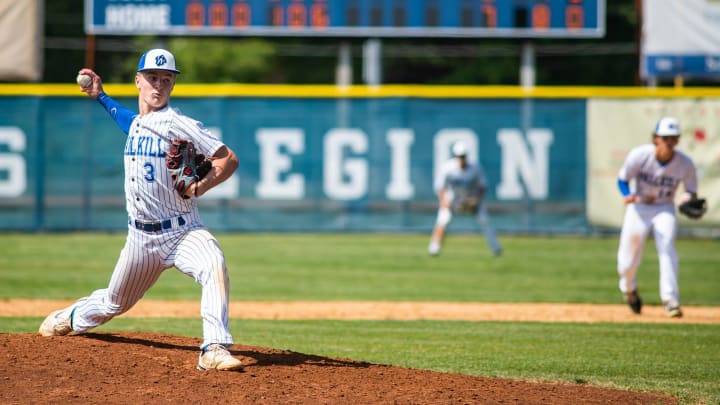 Wallkill's Kyle DeGroat, pohotographed during the Section 9 Class A baseball final in May 2023, lost for the first time this season against Beacon on May 6, 2024.