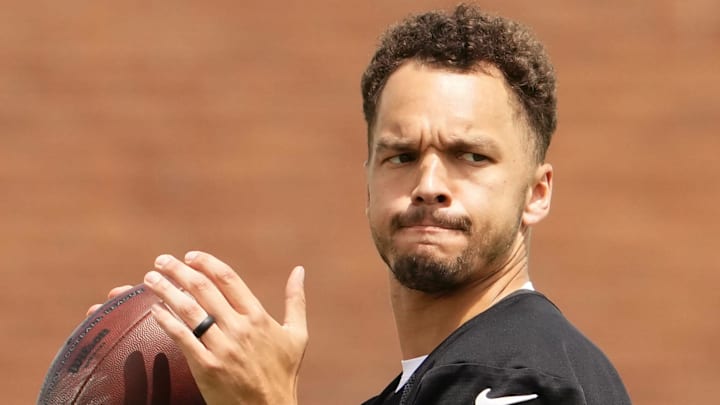 Arizona Cardinals quarterback Desmond Ridder (19) during organized team activities in Tempe on May 20, 2024.