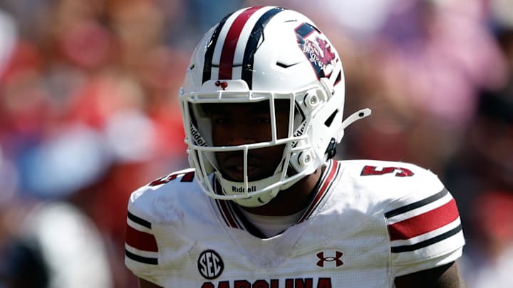 Oct 12, 2024; Tuscaloosa, Alabama, USA;  South Carolina Gamecocks edge Kyle Kennard (5) during the second half at Bryant-Denny Stadium. Mandatory Credit: Butch Dill-Imagn Images