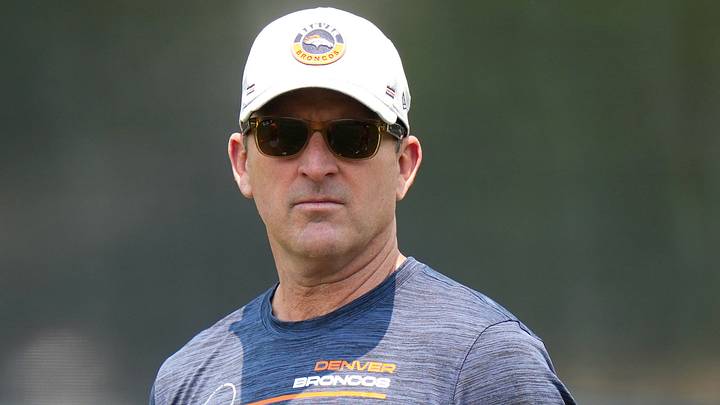 Denver Broncos general manager George Paton during practice at Broncos Park. Denver Broncos general manager George Paton during practice at Broncos Park.