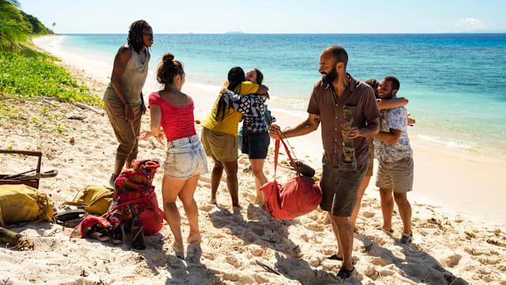 “Blood Will Be Drawn” – A boat arrives delivering a very important message to the overjoyed castaways. Old alliance members reconvene to talk strategy, as the game has shifted since they last saw each other. Then, the game intensifies when a two-part challenge leads to the season’s first individual immunity win, on SURVIVOR, Wednesday, Nov. 5. Pictured (L-R): Michelle “MC” Chukwujekwu, Savannah Louie, Kristina Mills, Sophi Balerdi, Nate Moore, and Alex Moore. Photo: Robert Voets/CBS ©2025 CBS “Blood Will Be Drawn” – A boat arrives delivering a very important message to the overjoyed castaways. Old alliance members reconvene to talk strategy, as the game has shifted since they last saw each other. Then, the game intensifies when a two-part challenge leads to the season’s first individual immunity win, on SURVIVOR, Wednesday, Nov. 5. Pictured (L-R): Michelle “MC” Chukwujekwu, Savannah Louie, Kristina Mills, Sophi Balerdi, Nate Moore, and Alex Moore. Photo: Robert Voets/CBS ©2025 CBS
