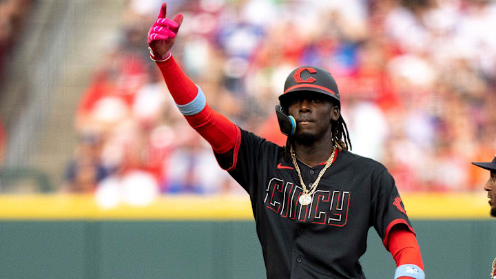 Cincinnati Reds third baseman Elly De La Cruz hits for the cycle