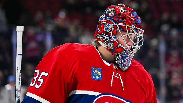 Feb 26, 2026; Montreal, Quebec, CAN; Montreal Canadiens goalie Samuel Montembeault (35) looks on during warm-up before the game against the New York Islanders at Bell Centre. Mandatory Credit: David Kirouac-Imagn Images Feb 26, 2026; Montreal, Quebec, CAN; Montreal Canadiens goalie Samuel Montembeault (35) looks on during warm-up before the game against the New York Islanders at Bell Centre. Mandatory Credit: David Kirouac-Imagn Images