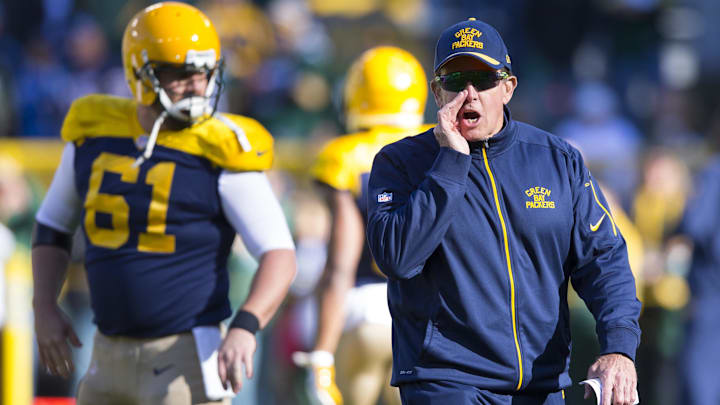 Dom Capers is shown as the Green Bay Packers defensive coordinator. Dom Capers is shown as the Green Bay Packers defensive coordinator.