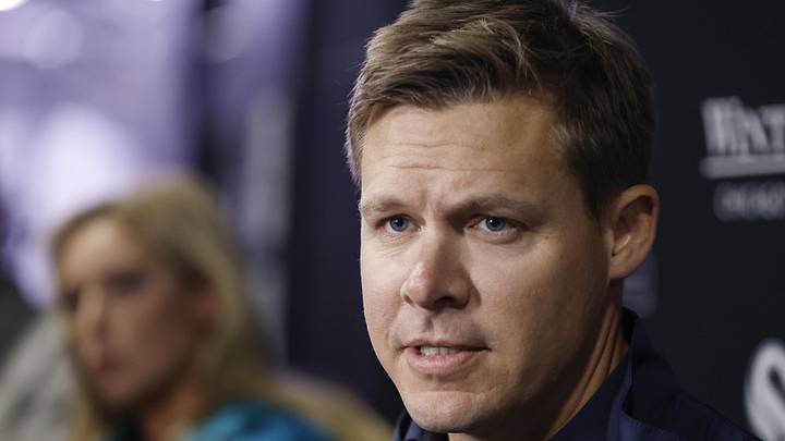 Apr 26, 2024; Chicago, Illinois, USA; Chicago White Sox general manager Chris Getz speaks before a baseball game between the Chicago White Sox and Tampa Bay Rays at Guaranteed Rate Field. Mandatory Credit: Kamil Krzaczynski-Imagn Images