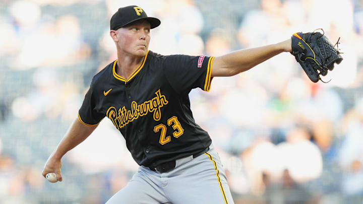 Jul 8, 2025; Kansas City, Missouri, USA; Pittsburgh Pirates starting pitcher Mitch Keller (23) pitches during the first inning against the Kansas City Royals at Kauffman Stadium. Mandatory Credit: Jay Biggerstaff-Imagn Images Jul 8, 2025; Kansas City, Missouri, USA; Pittsburgh Pirates starting pitcher Mitch Keller (23) pitches during the first inning against the Kansas City Royals at Kauffman Stadium. Mandatory Credit: Jay Biggerstaff-Imagn Images