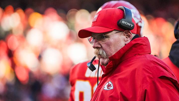 Dec 14, 2025; Kansas City, Missouri, USA; Kansas City Chiefs head coach Andy Reid stands on the sideline during the fourth quarter against the Los Angeles Chargers at GEHA Field at Arrowhead Stadium. Mandatory Credit: Denny Medley-Imagn Images Dec 14, 2025; Kansas City, Missouri, USA; Kansas City Chiefs head coach Andy Reid stands on the sideline during the fourth quarter against the Los Angeles Chargers at GEHA Field at Arrowhead Stadium. Mandatory Credit: Denny Medley-Imagn Images