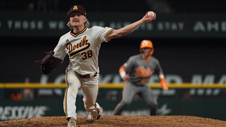 Feb 28, 2026; Arlington, TX, USA; Tennessee Volunteers against Arizona State Sun Devils during the Amegy Bank College Baseball Series at Globe Life Field. Mandatory Credit: Dustin Safranek-Imagn Images Feb 28, 2026; Arlington, TX, USA; Tennessee Volunteers against Arizona State Sun Devils during the Amegy Bank College Baseball Series at Globe Life Field. Mandatory Credit: Dustin Safranek-Imagn Images