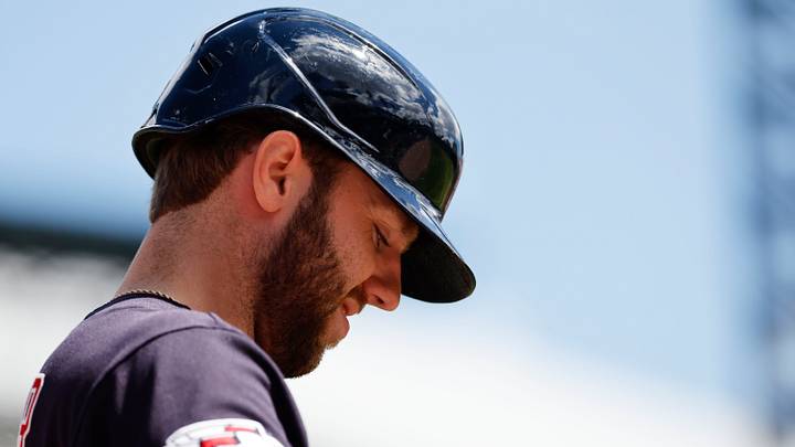 Aug 11, 2022: Cleveland Guardians first baseman Owen Miller (6) waits to bat during the second inning against the Detroit Tigers at Comerica Park. Credit: Rick Osentoski-USA TODAY Sports