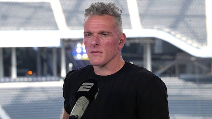 Sep 21, 2026; Inglewood, CA, USA; Pat McAfee on the Pat McAfee Show set at SoFi Stadium. Mandatory Credit: Kirby Lee-Imagn Images