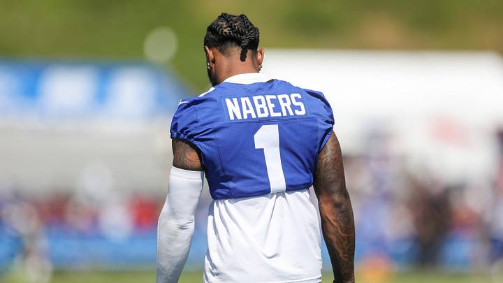 Jul 30, 2026; White Sulphur Springs, WV, USA; New York Giants wide receiver Malik Nabers (1) walks on the field after practice during training camp at The Greenbrier Resort Sports Performance Center. Jul 30, 2026; White Sulphur Springs, WV, USA; New York Giants wide receiver Malik Nabers (1) walks on the field after practice during training camp at The Greenbrier Resort Sports Performance Center.