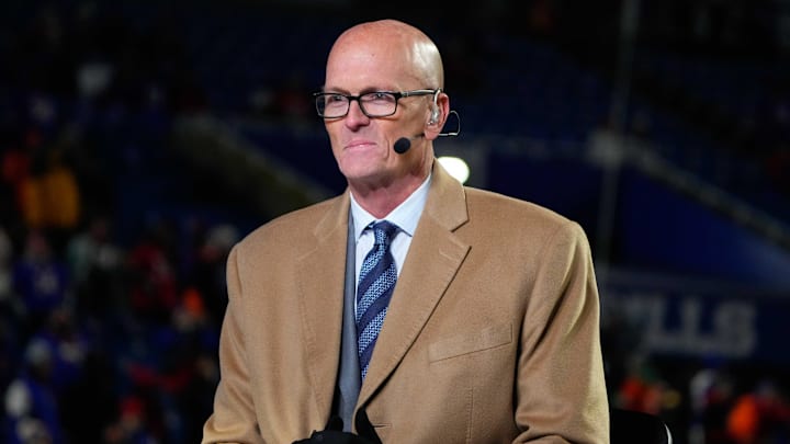 Nov 13, 2023; Orchard Park, New York, USA; ESPN announcer Scott Van Pelt prior to the game between the Denver Broncos and Buffalo Bills at Highmark Stadium. Mandatory Credit: Gregory Fisher-Imagn Images