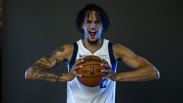 Sep 29, 2023; Dallas, TX, USA; Dallas Mavericks center Dereck Lively II (2) poses for a photo during