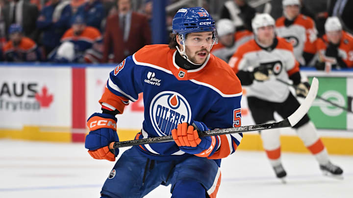 Jan 3, 2026; Edmonton, Alberta, CAN;
Edmonton Oilers left winger Isaac Howard (53) is seen out on the ice as the Edmonton Oilers take on the Philadelphia Flyers during the second period at Rogers Place. Mandatory Credit: Walter Tychnowicz-Imagn Images Jan 3, 2026; Edmonton, Alberta, CAN;
Edmonton Oilers left winger Isaac Howard (53) is seen out on the ice as the Edmonton Oilers take on the Philadelphia Flyers during the second period at Rogers Place. Mandatory Credit: Walter Tychnowicz-Imagn Images