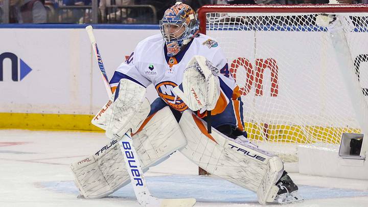 Oct 6, 2026; New York, New York, USA;  New York Islanders goaltender Semyon Varlamov (40) the game against the New York Rangers  at Madison Square Garden. Mandatory Credit: Wendell Cruz-Imagn Images