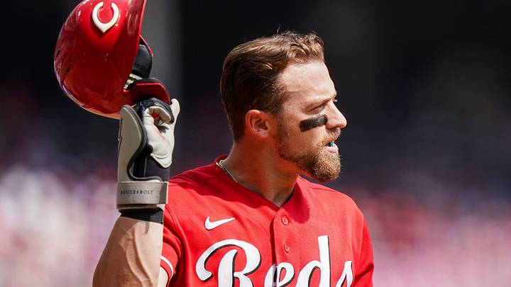 Cincinnati Reds left fielder TJ Friedl (29) walks off Cincinnati Reds left fielder TJ Friedl (29) walks off