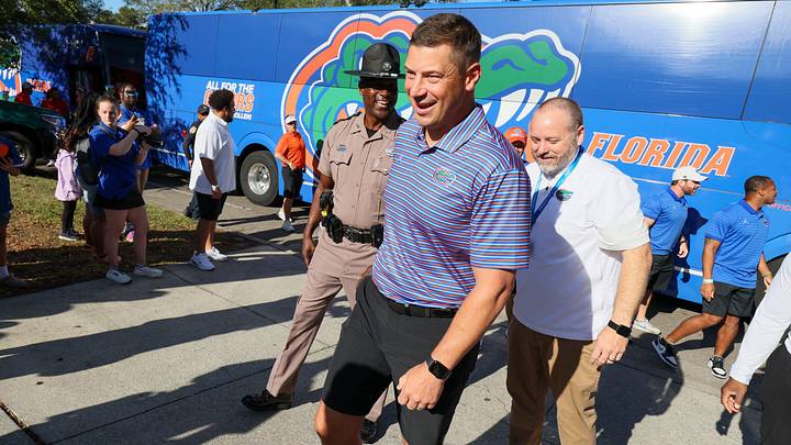 Florida Head Coach Jon Sumrall greats fans as he heads to the locker room during Gator Walk before the Orange and Blue game at Steve Spurrier Field at Ben Hill Griffin Stadium in Gainesville, FL on Saturday, April 11, 2026. [Alan Youngblood/Gainesville Sun]