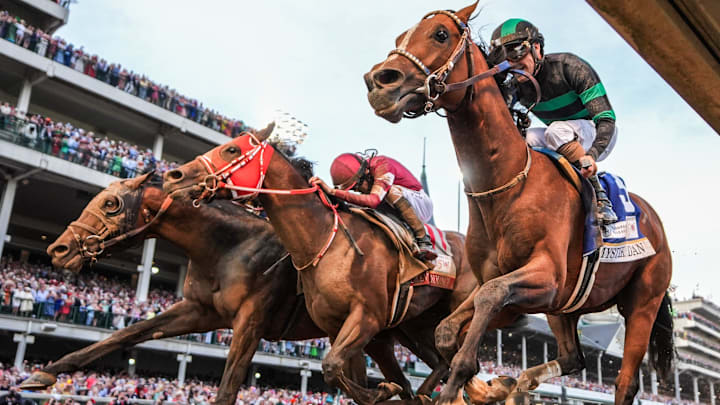 Last year, Mystik Dan, right, continued a trend of unlikely winners of the Kentucky Derby since 2019. 