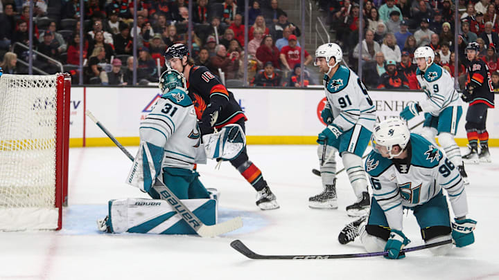 Kole Lind, 16, scores for the Coachella Valley Firebirds during their game against the San Jose