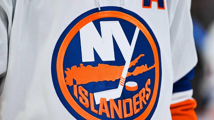 Feb 26, 2026; Montreal, Quebec, CAN; View of a New York Islanders logo on a jersey worn by a member of the team during the third period at Bell Centre. Feb 26, 2026; Montreal, Quebec, CAN; View of a New York Islanders logo on a jersey worn by a member of the team during the third period at Bell Centre.
