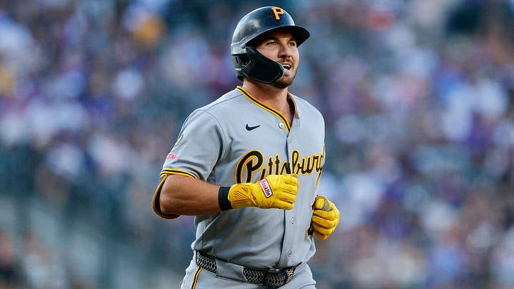 Jun 20, 2026; Denver, Colorado, USA; Pittsburgh Pirates first baseman Spencer Horwitz (2) rounds the bases on a solo home run in the first inning against the Colorado Rockies at Coors Field. Mandatory Credit: Isaiah J. Downing-Imagn Images