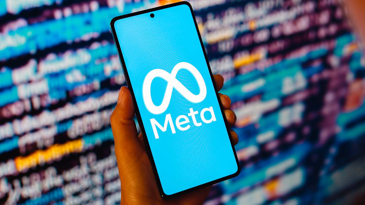 In this photo illustration, the Meta Platforms, Inc. logo is...