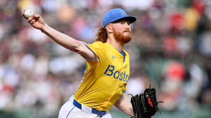 Boston Red Sox starting pitcher Dustin May. Boston Red Sox starting pitcher Dustin May.