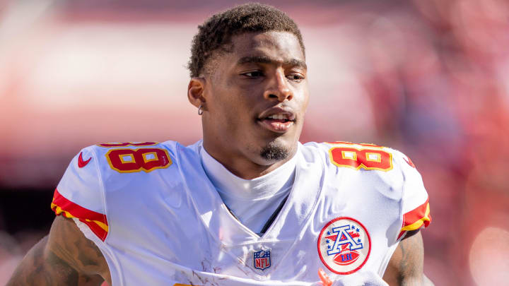 Tight end Jody Fortson during halftime of the Kansas City Chiefs game against the San Francisco 49ers at Levi's Stadium in 2022.