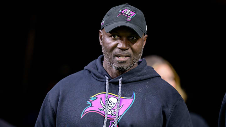 Tampa Bay Buccaneers head coach Todd Bowles arrives before a game against the New Orleans Saints.