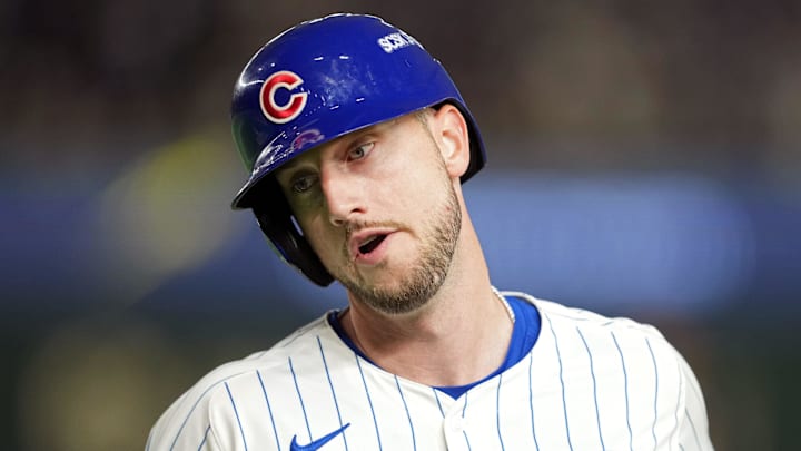 Mar 18, 2025; Bunkyo, Tokyo, JPN; Chicago Cubs right fielder Kyle Tucker (30) during the ninth inning against the Los Angeles Dodgers during the Tokyo Series at Tokyo Dome.