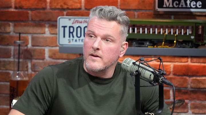 Feb 7, 2025; New Orleans, LA, USA; Pat McAfee on the Pat McAfee Show set on Radio Row at the Super Bowl LIX media center. Mandatory Credit: Kirby Lee-Imagn Images Feb 7, 2025; New Orleans, LA, USA; Pat McAfee on the Pat McAfee Show set on Radio Row at the Super Bowl LIX media center. Mandatory Credit: Kirby Lee-Imagn Images