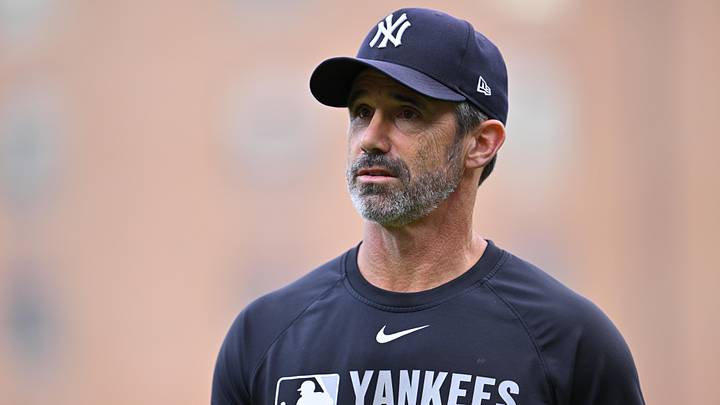 Aug 20, 2026; Baltimore, Maryland, USA; Are York Yankees bench coach Brad Ausmus (65) walks back to the dugout after delivering the lineup to the umpires before a game against the Baltimore Orioles at Oriole Park at Camden Yards. Mandatory Credit: Jamie Sabau-Imagn Images Aug 20, 2026; Baltimore, Maryland, USA; Are York Yankees bench coach Brad Ausmus (65) walks back to the dugout after delivering the lineup to the umpires before a game against the Baltimore Orioles at Oriole Park at Camden Yards. Mandatory Credit: Jamie Sabau-Imagn Images