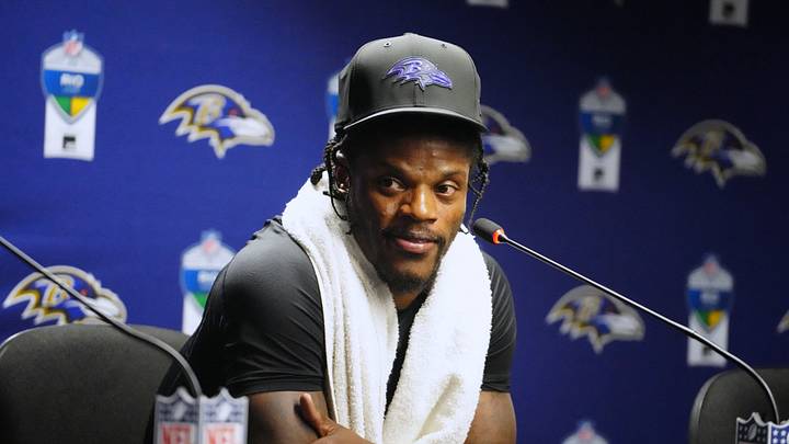 Sep 27, 2026; Rio De Janeiro, BRA; Baltimore Ravens quarterback Lamar Jackson (8) speaks to the media after the game at Maracana Stadium. Mandatory Credit: Kirby Lee-Imagn Images Sep 27, 2026; Rio De Janeiro, BRA; Baltimore Ravens quarterback Lamar Jackson (8) speaks to the media after the game at Maracana Stadium. Mandatory Credit: Kirby Lee-Imagn Images
