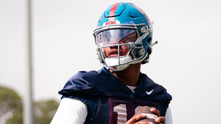 Ole Miss Rebels quarterback Austin Simmons in spring practice.