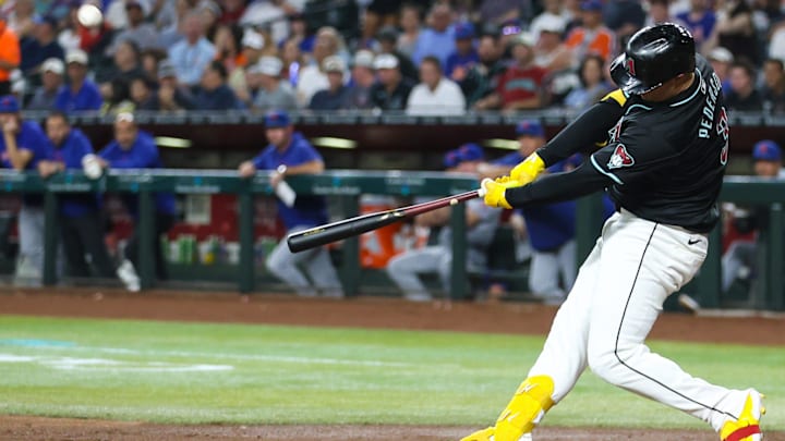 Arizona Diamondbacks designated hitter Joc Pederson (3) hits a solo home run on Aug. 28, 2024 at Chase Field in Phoenix.