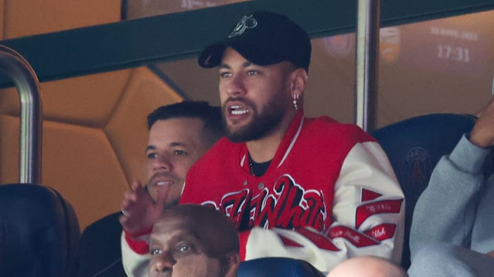 Neymar in the crowd during PSG's defeat to FC Lorient Neymar in the crowd during PSG's defeat to FC Lorient