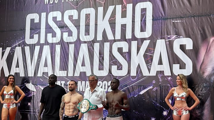 Cissokho set to face Kavaliauskas in Malabo seen here at the wiegh-in on May 9, 2025 Cissokho set to face Kavaliauskas in Malabo seen here at the wiegh-in on May 9, 2025