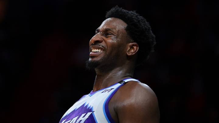 Feb 9, 2026; Miami, Florida, USA; Utah Jazz forward Jaren Jackson Jr. (20) reacts against the Miami Heat during the second quarter at Kaseya Center. Mandatory Credit: Sam Navarro-Imagn Images Feb 9, 2026; Miami, Florida, USA; Utah Jazz forward Jaren Jackson Jr. (20) reacts against the Miami Heat during the second quarter at Kaseya Center. Mandatory Credit: Sam Navarro-Imagn Images