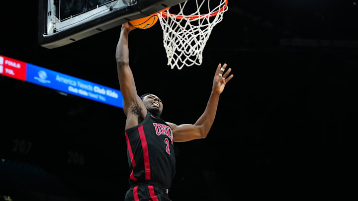 Nov 24, 2025; Las Vegas, Nevada, USA; UNLV Rebels forward Kimani Hamilton (2) during the second half against the Maryland Terrapins in a 2025 Players Era Festival group play game at MGM Grand Garden Arena. Mandatory Credit: Stephen R. Sylvanie-Imagn Images