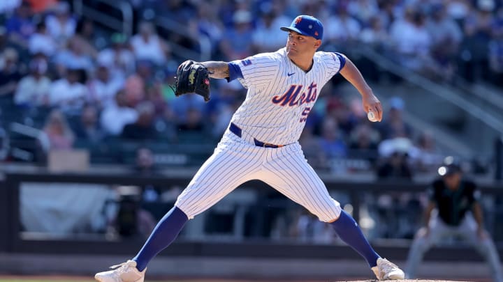 Jun 1, 2024; New York City, New York, USA; New York Mets starting pitcher Sean Manaea (59) pitches against the Arizona Diamondbacks during the first inning at Citi Field. Mandatory Credit: Brad Penner-USA TODAY Sports Jun 1, 2024; New York City, New York, USA; New York Mets starting pitcher Sean Manaea (59) pitches against the Arizona Diamondbacks during the first inning at Citi Field. Mandatory Credit: Brad Penner-USA TODAY Sports