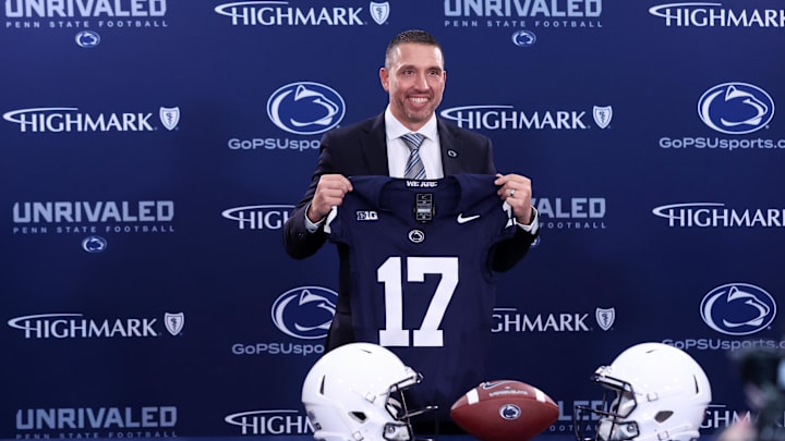 Dec 8, 2025; University Park, PA, USA; Matt Campbell poses for a photo after being announced as the Penn State Nittany Lions new head coach during a press conference at the Beaver Stadium Press Room. Mandatory Credit: Matthew O'Haren-Imagn Images Dec 8, 2025; University Park, PA, USA; Matt Campbell poses for a photo after being announced as the Penn State Nittany Lions new head coach during a press conference at the Beaver Stadium Press Room. Mandatory Credit: Matthew O'Haren-Imagn Images