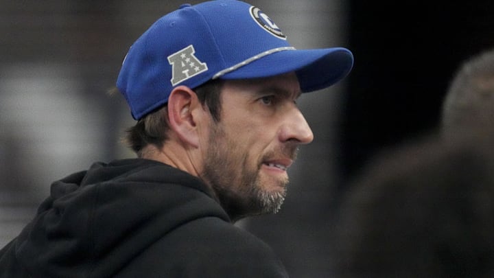 Dec 22, 2024; Indianapolis, Indiana, USA; Indianapolis Colts head coach Shane Steichen leaves the field after winning a game against the Tennessee Titans at Lucas Oil Stadium. Mandatory Credit: Christine Tannous/USA Today Network via Imagn Images 